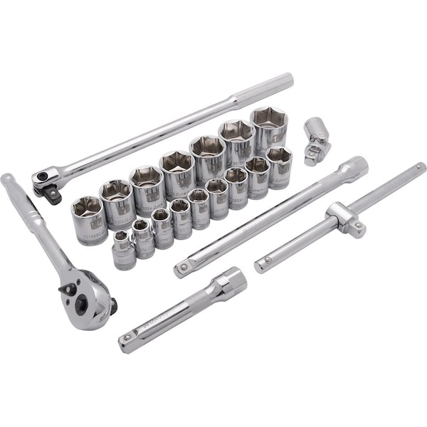 Tools 1/2" Drive 22 Piece 6 Point Std, SAE Socket Set, 3/8" - 1-5/16"